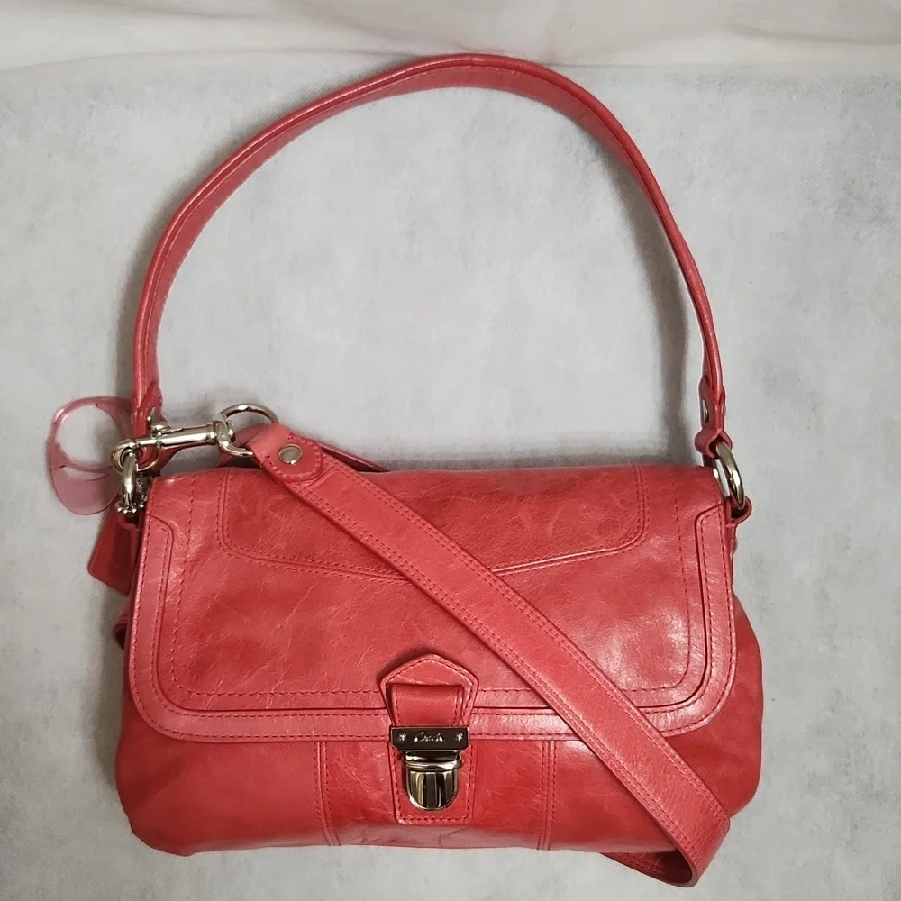 Coach Poppy Leather Two Way Crossbody Shoulder Bag